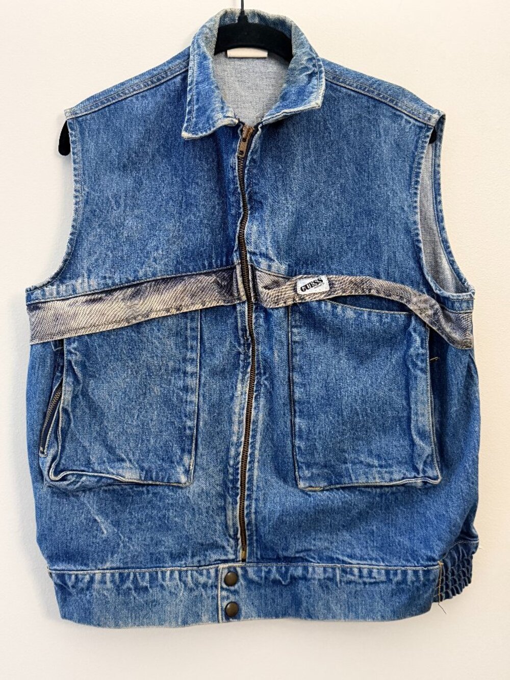 VINTAGE 80'S GUESS DENIM SKATER VEST SMALL